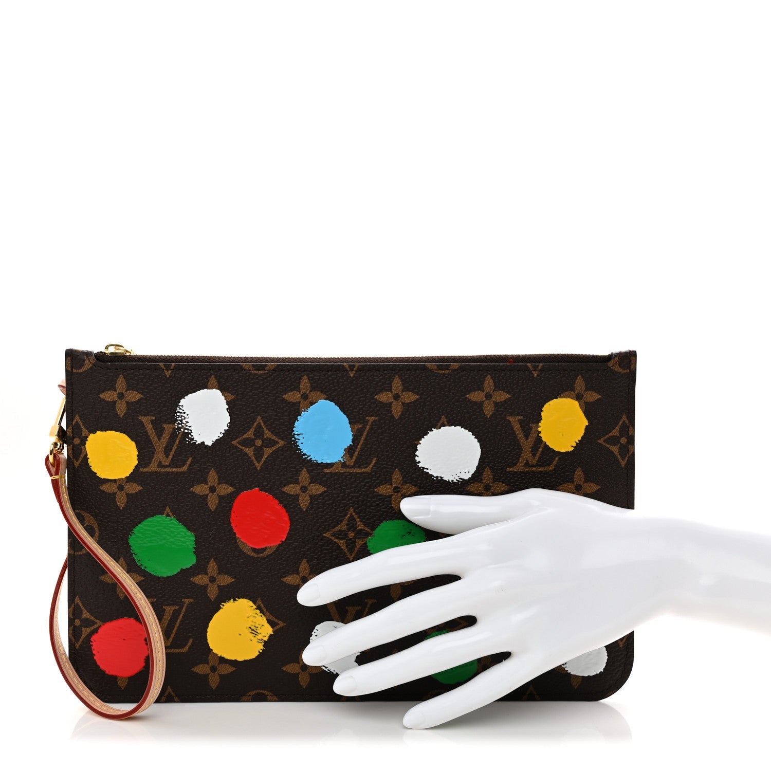 LV X YK Monogram Painted Dots Neverfull MM Pochette