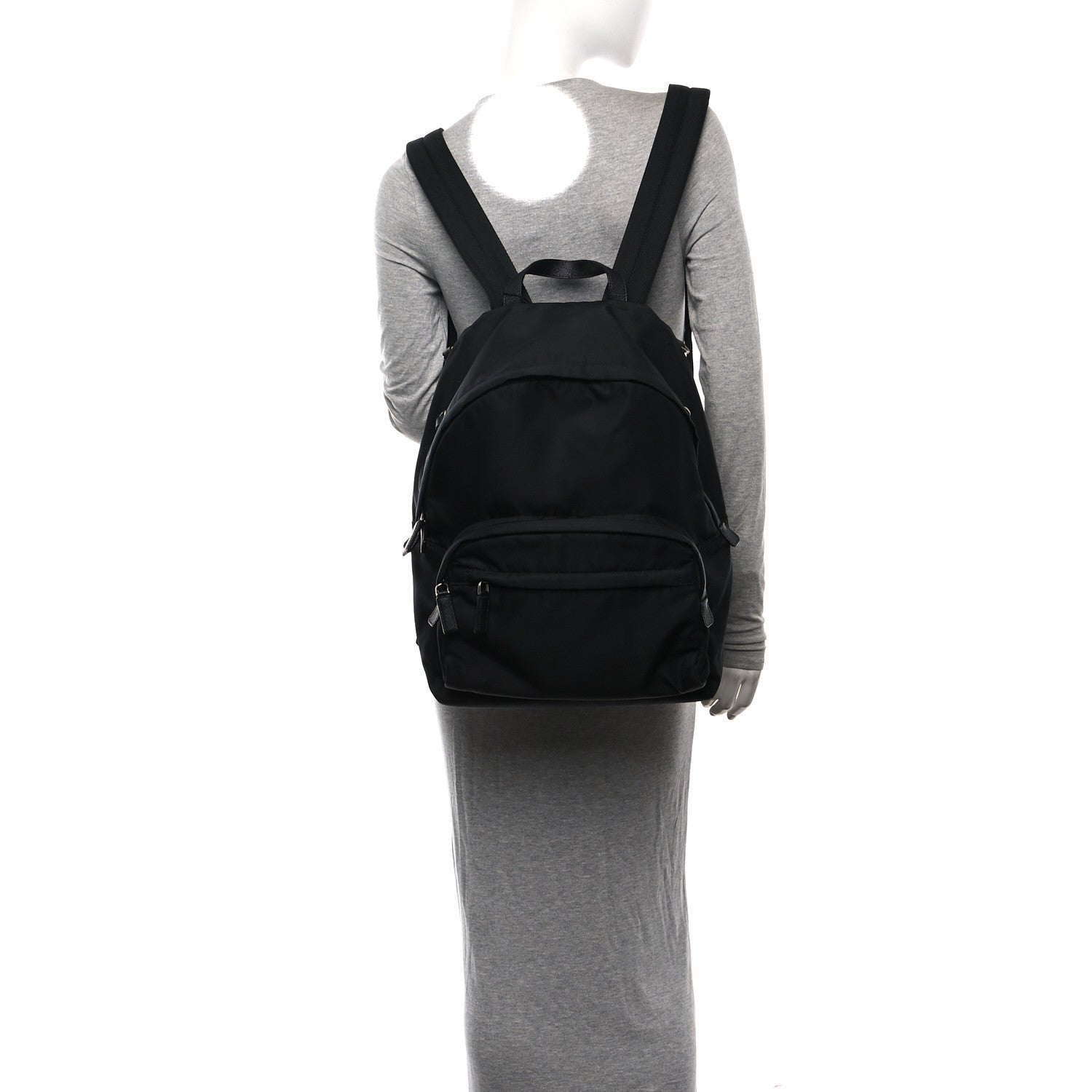 Tessuto Nylon Saffiano Day Backpack Black