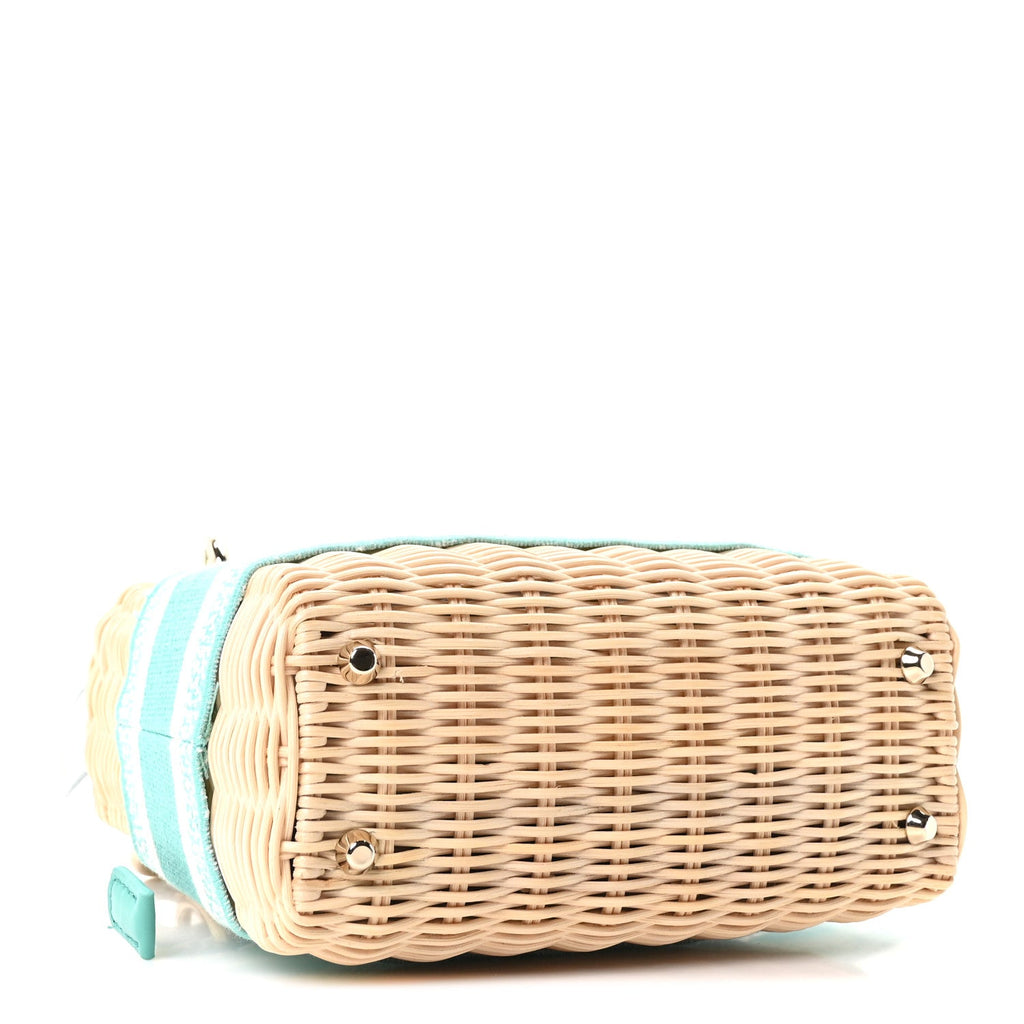 Wicker Oblique Mini Lady Dior Bag Aquamarina
