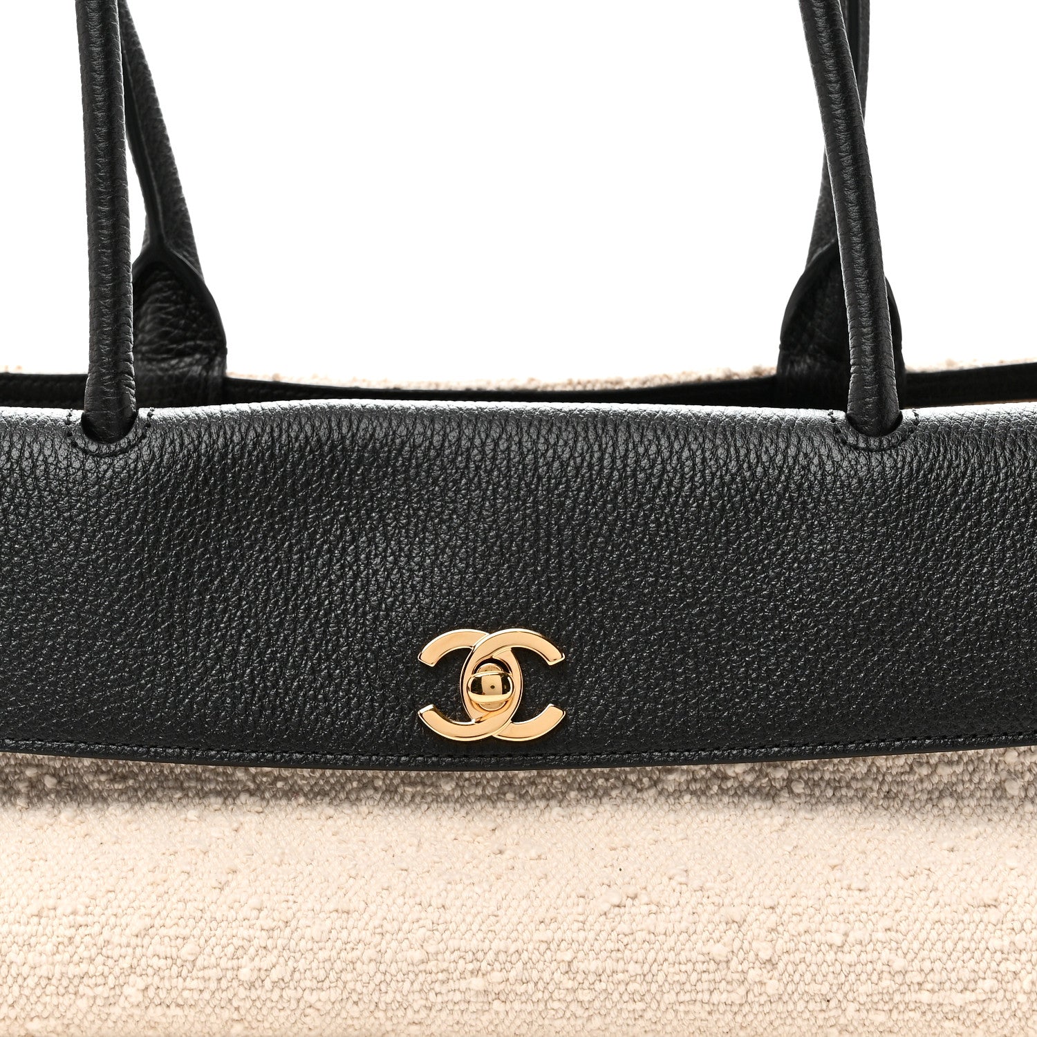 Grained Calfskin Boucle Urban Essentials Small Shopping Bag Black Ivory