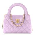 Shiny Aged Calfskin Quilted Nano Kelly Shopper Lilac