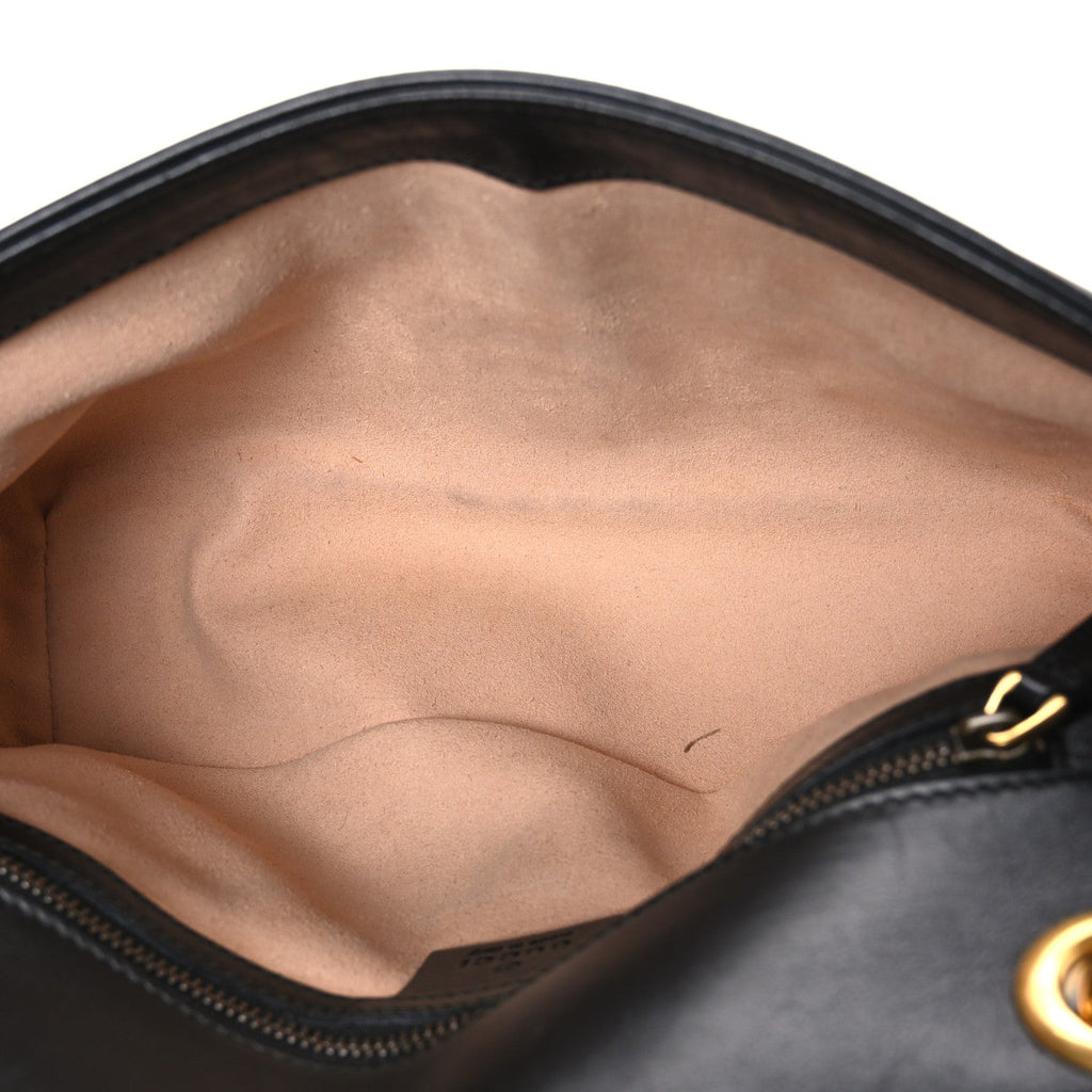 Calfskin Matelasse Small GG Marmont Shoulder Bag Black