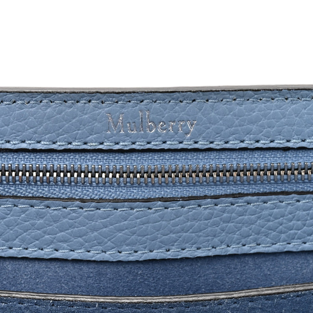 Classic Grain Calfskin Small Bayswater Porcelain Blue