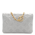 Metallic Lambskin Embossed Monogram Pochette Coussin Silver