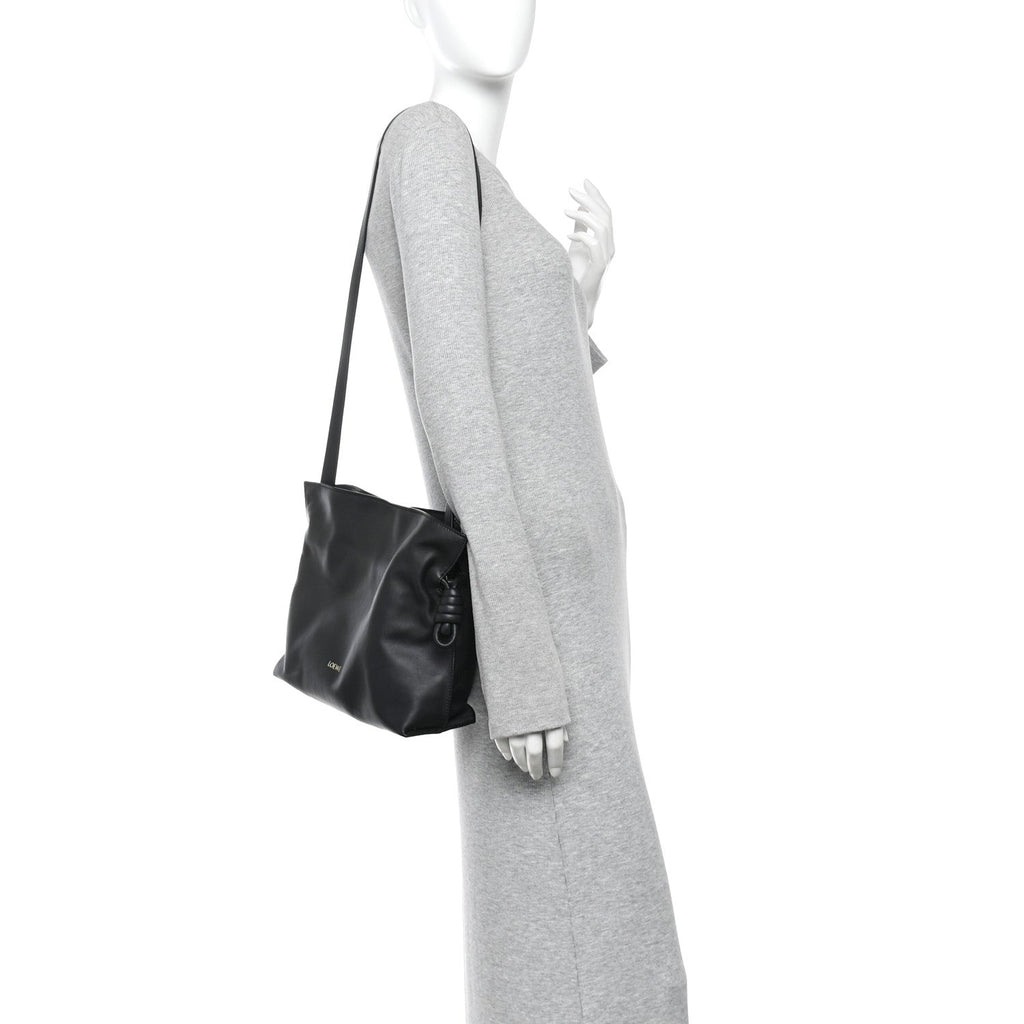 Nappa Medium Flamenco Knot Bag Black