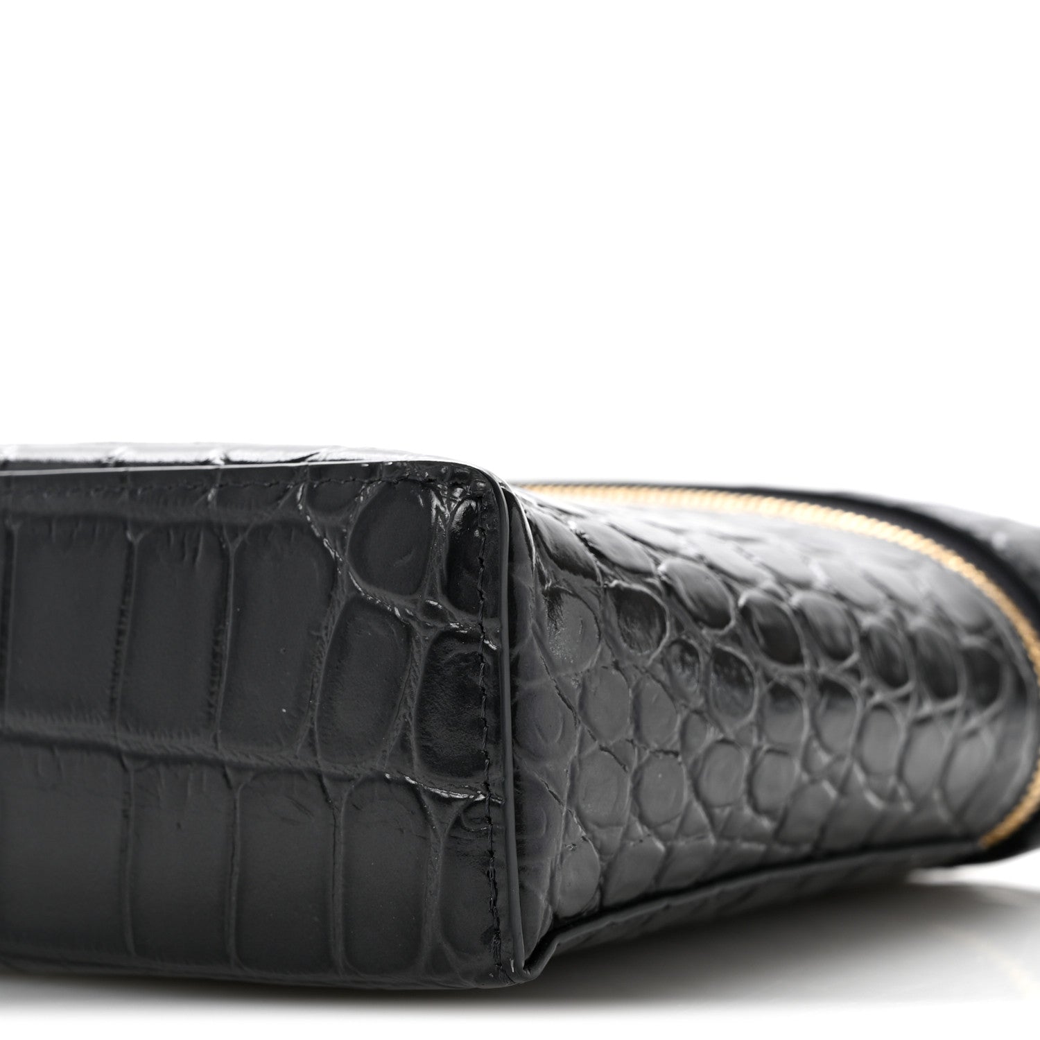 Calfskin Crocodile Embossed Exoticoco Large Supple Trapeze Vanity With Chain Grey