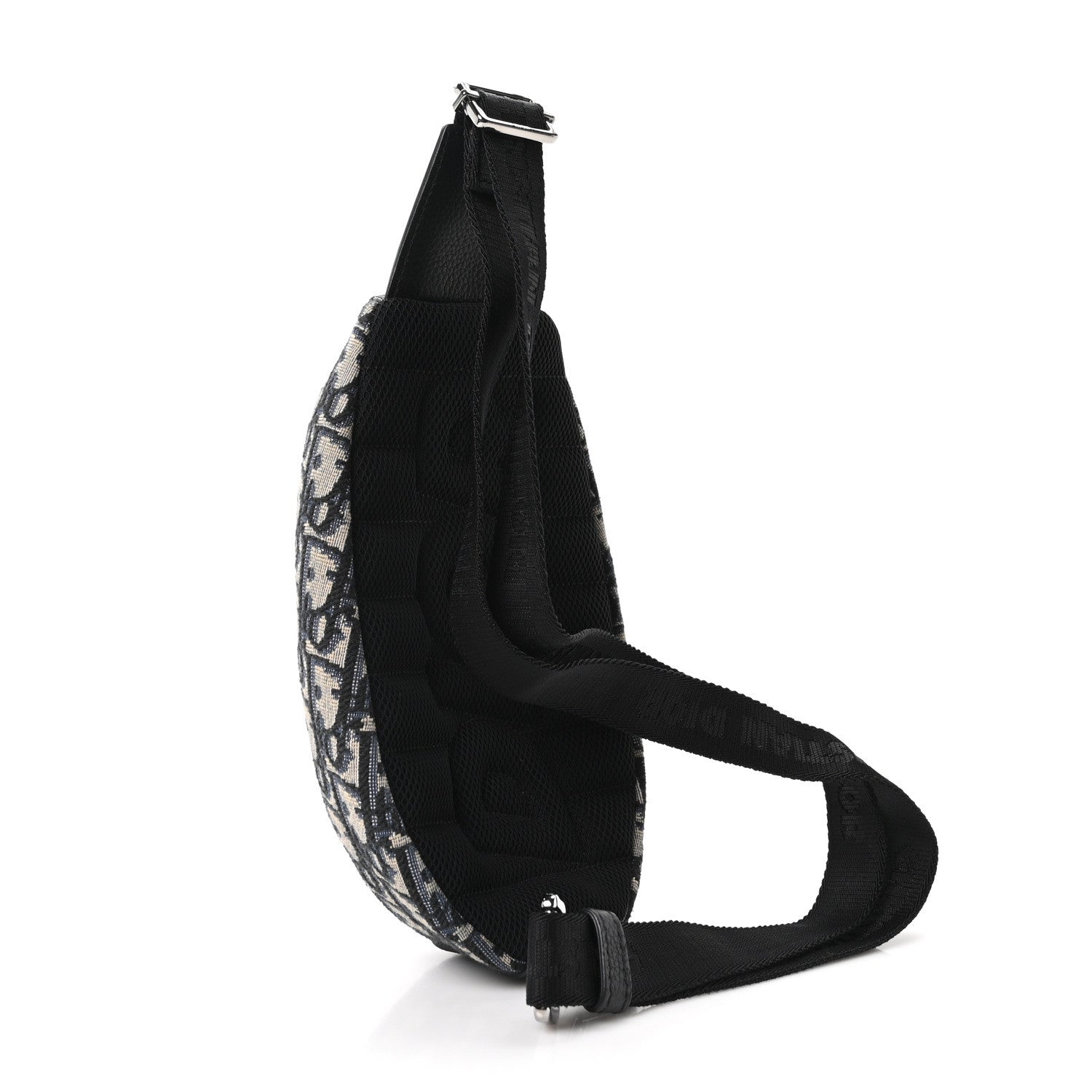Grained Calfskin Oblique Scarab Sling Bag Blue Black