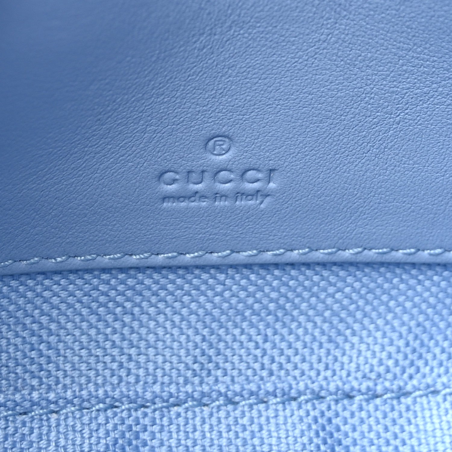 Dollar Calfskin Enamel Super Mini GG Marmont Chain Shoulder Bag Light Pink Blue