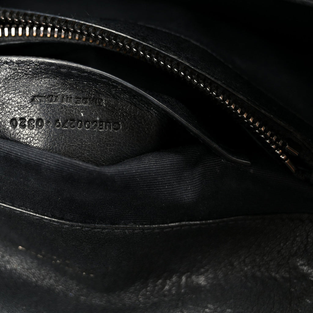 Sheepskin Matelasse Chevron Monogram Monochrome Medium College Bag Black