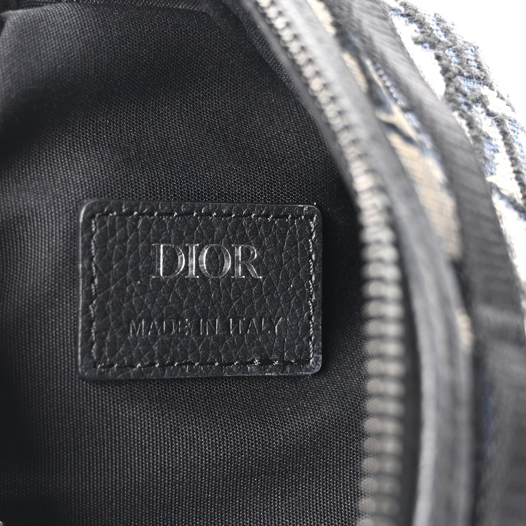 Grained Calfskin Oblique Scarab Sling Bag Blue Black