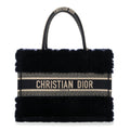 Shearling Cannage Medium Book Tote Deep Blue Natural