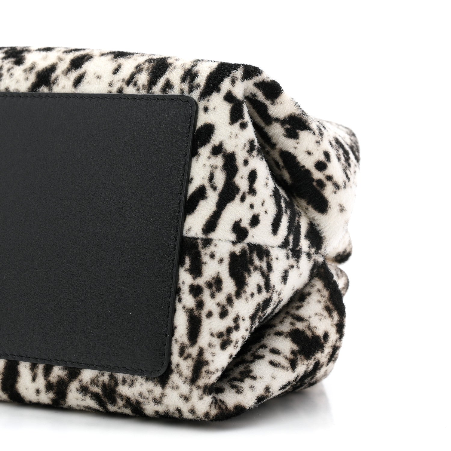 Lambskin Pony Hair Printed Clutch With Chain Black White Black White