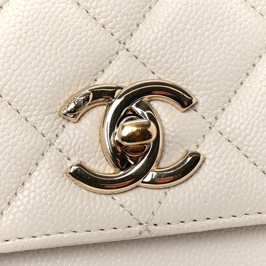 Caviar Quilted Small Business Affinity Flap White