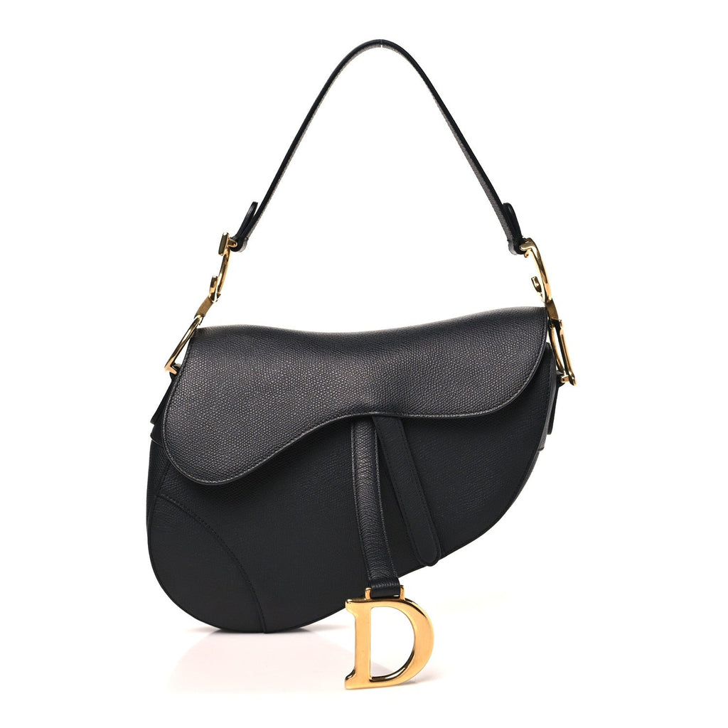 Grained Calfskin Saddle Bag Black