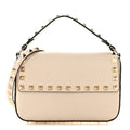 Grainy Calfskin Rockstud Crossbody Pouch Light Ivory