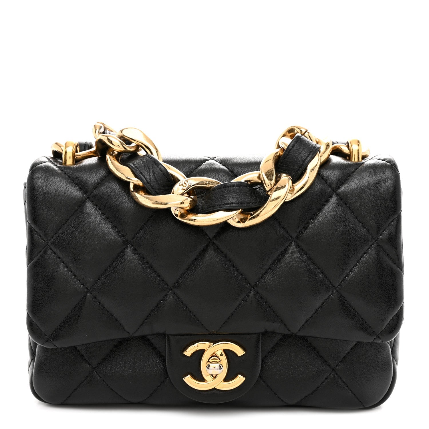 Lambskin Quilted Small Funky Town Flap Black