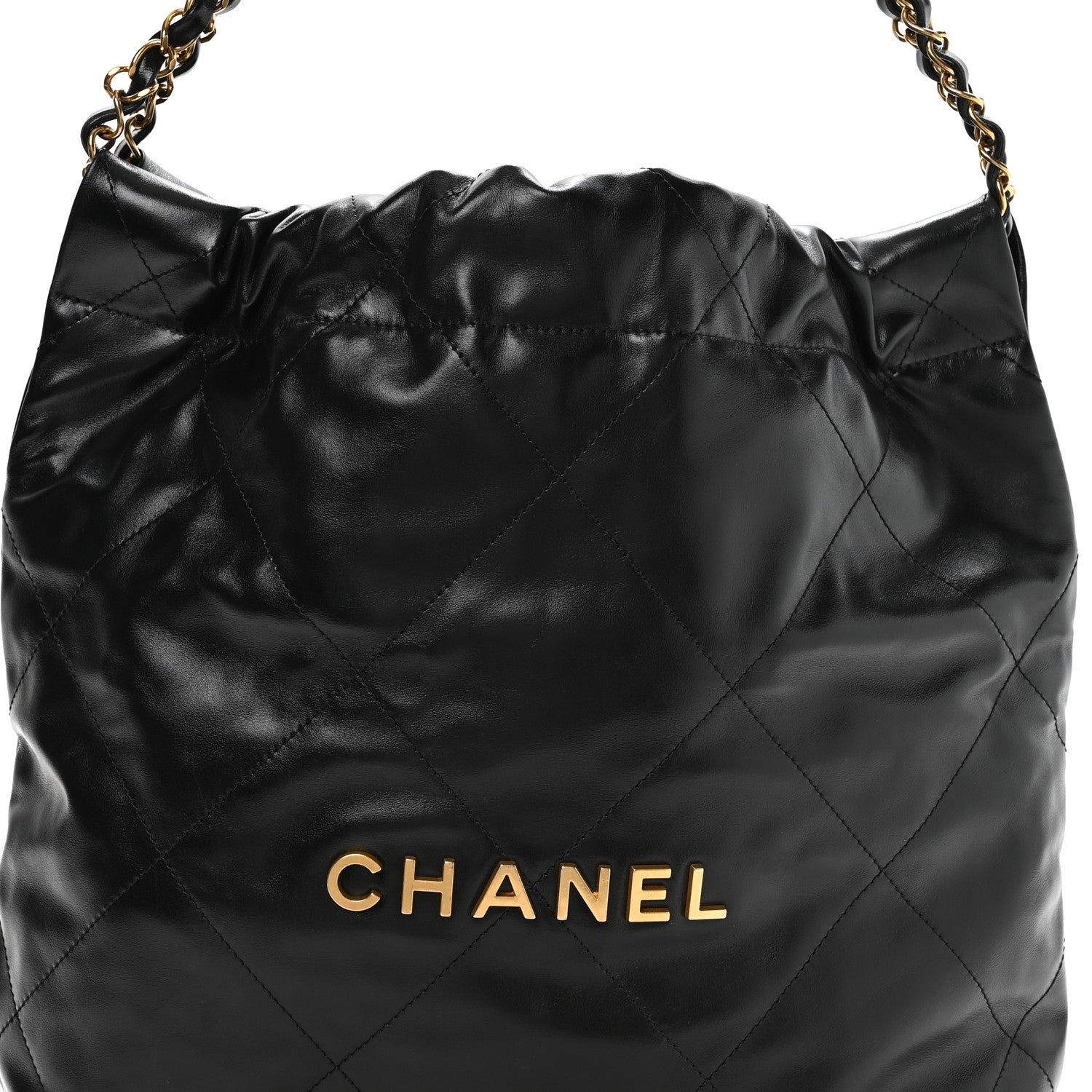 Shiny Calfskin Quilted Small Chanel 22 Black