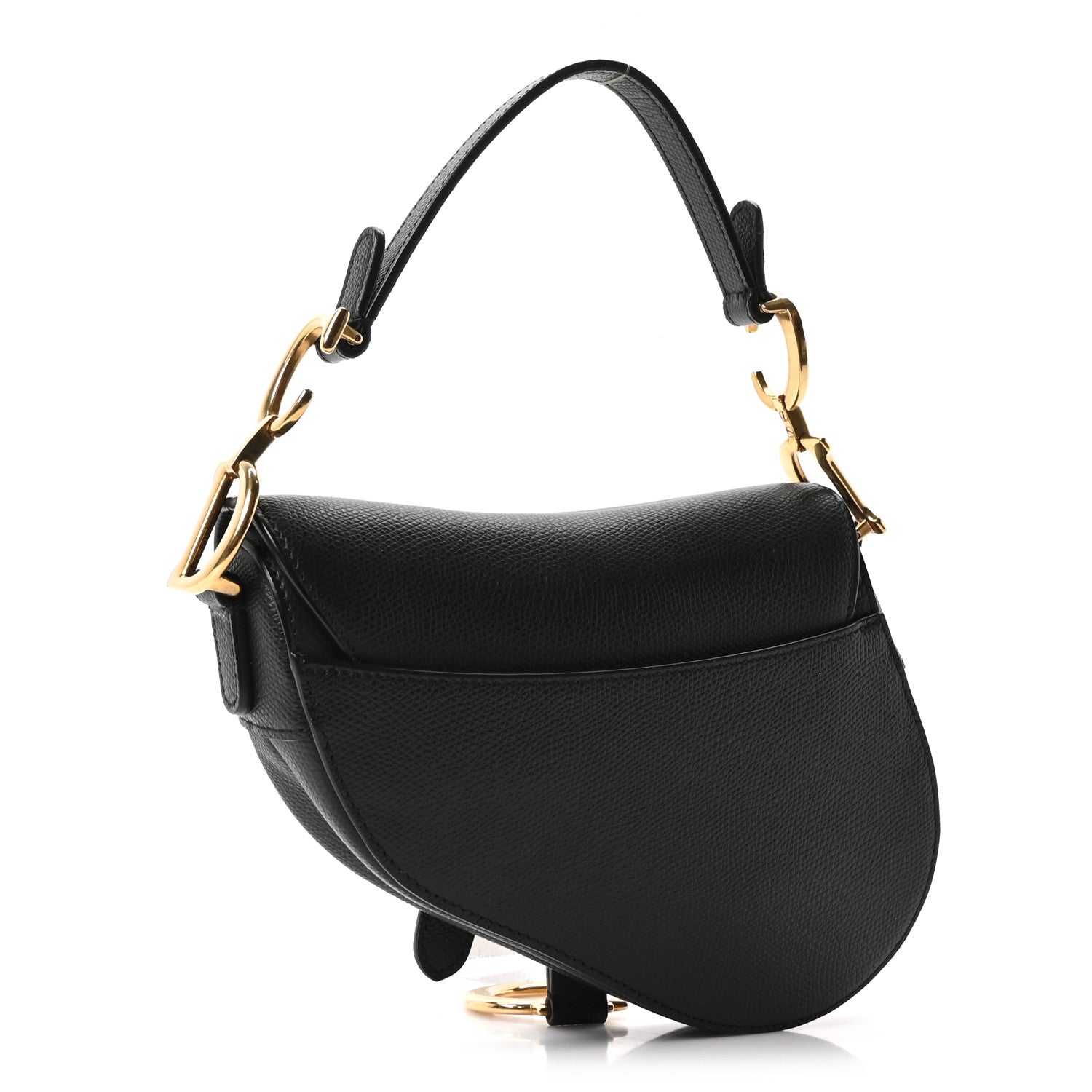 Grained Calfskin Mini Saddle Bag Black
