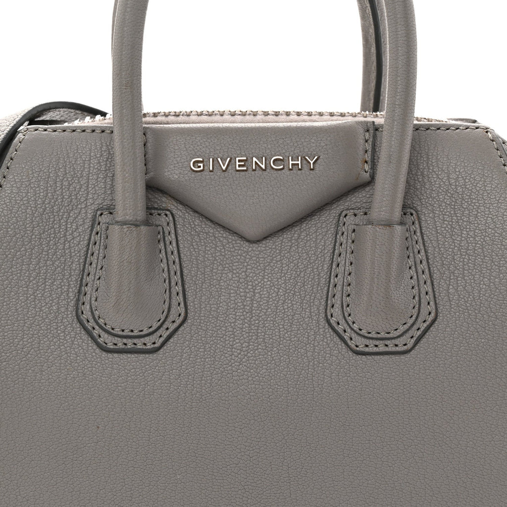 Sugar Goatskin Mini Antigona Pearl Grey