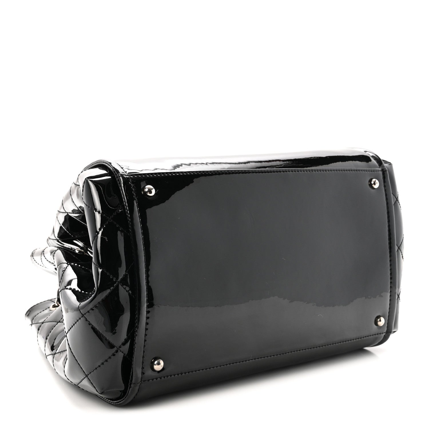 Vinyl Lipstick Ligne Accordion Tote Black