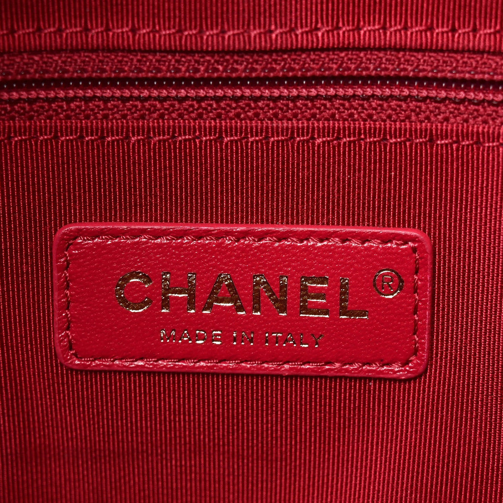 Shiny Aged Calfskin Shopping Bag Red