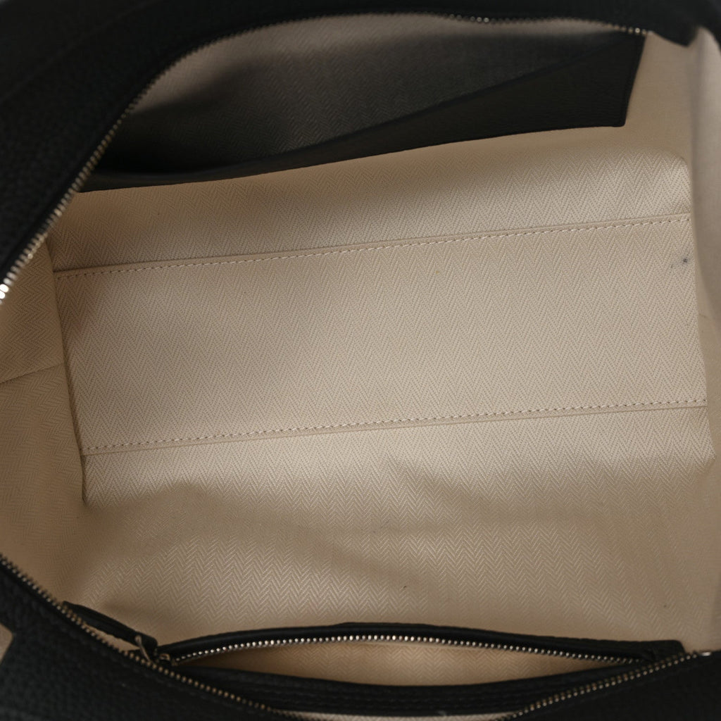 Grained Calfskin Marlo 12 Tote Bag Black Black