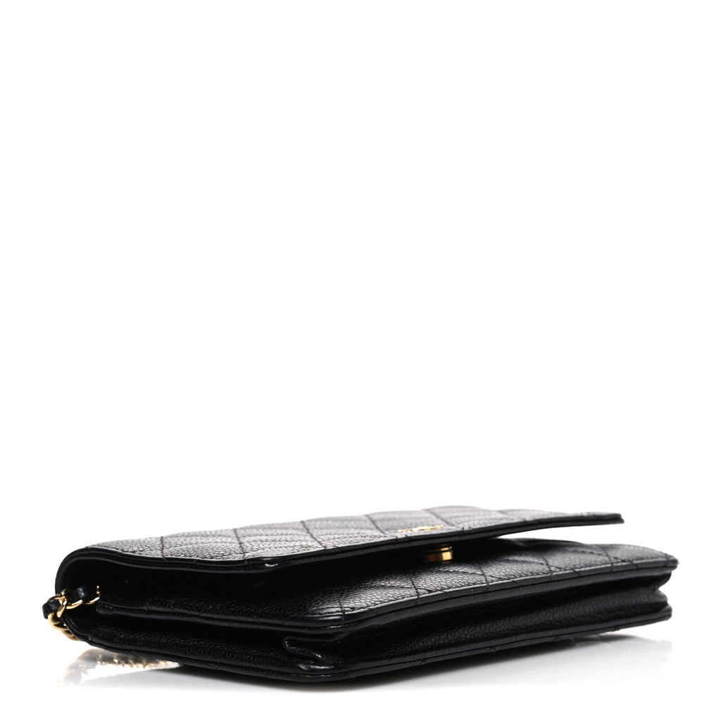 Caviar Quilted Wallet On Chain WOC Black Black