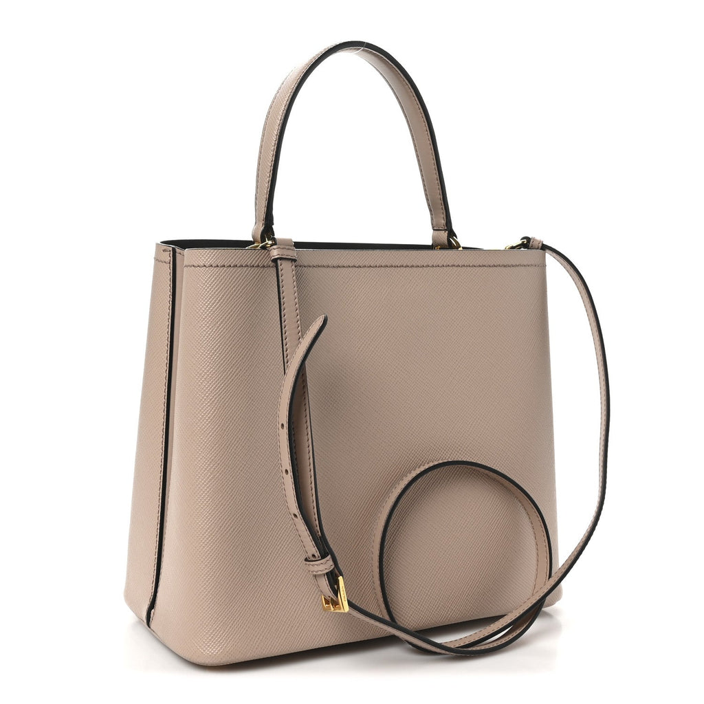 Saffiano Cuir Panier Bucket Bag Cipria Black