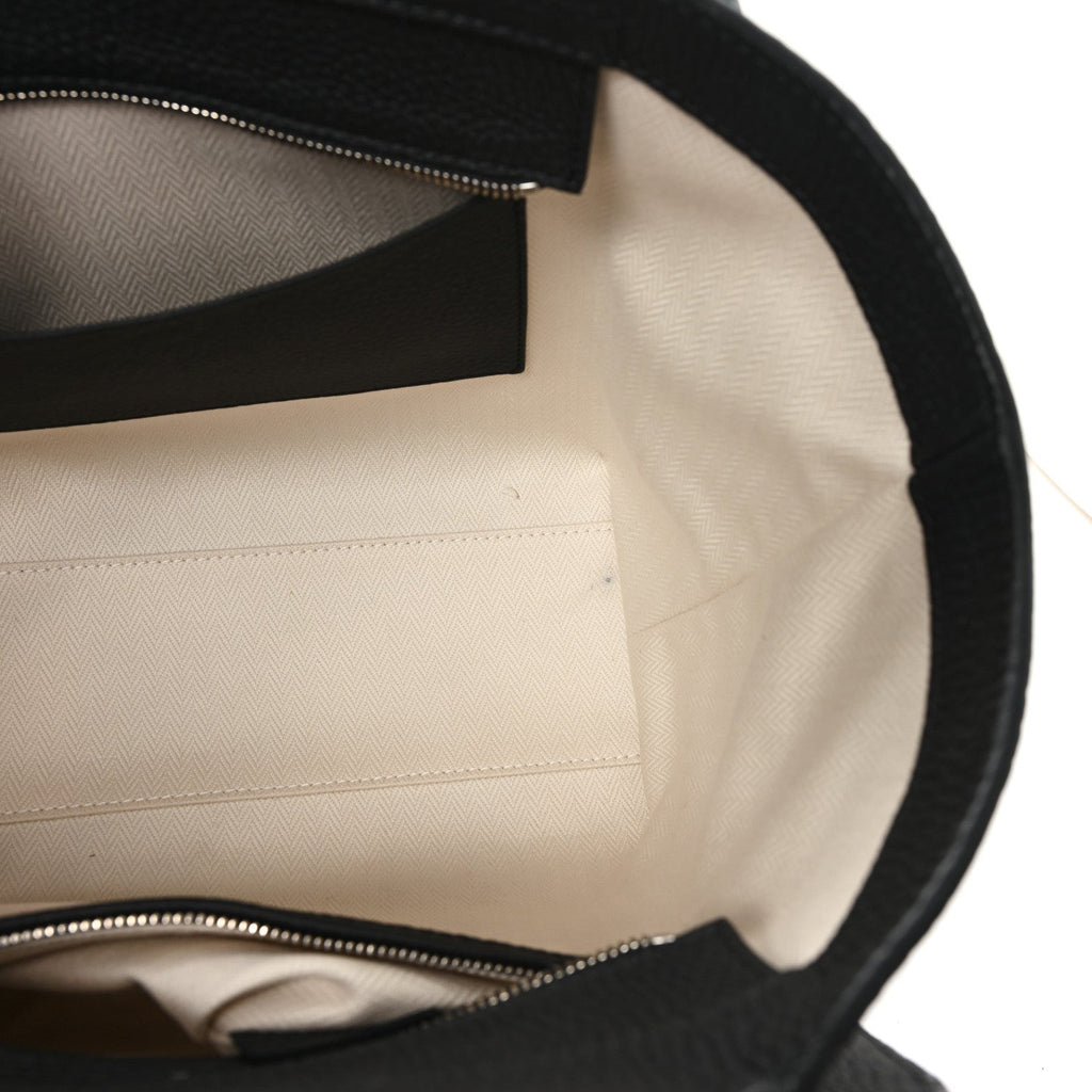 Grained Calfskin Marlo 12 Tote Bag Black Black