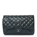 Patent Quilted Jumbo Double Flap Blue