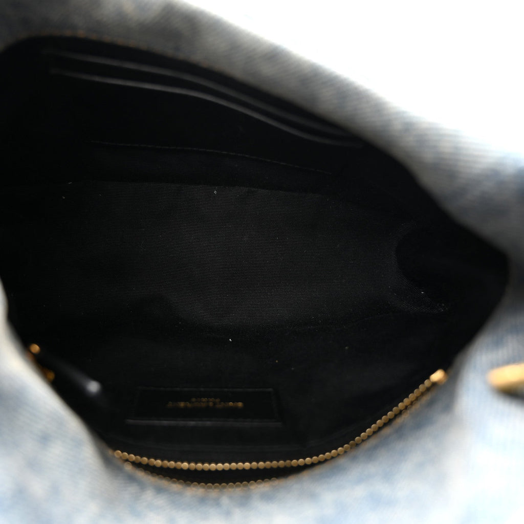 Denim Quilted Toy Loulou Puffer Monogram Chain Satchel Blue Black