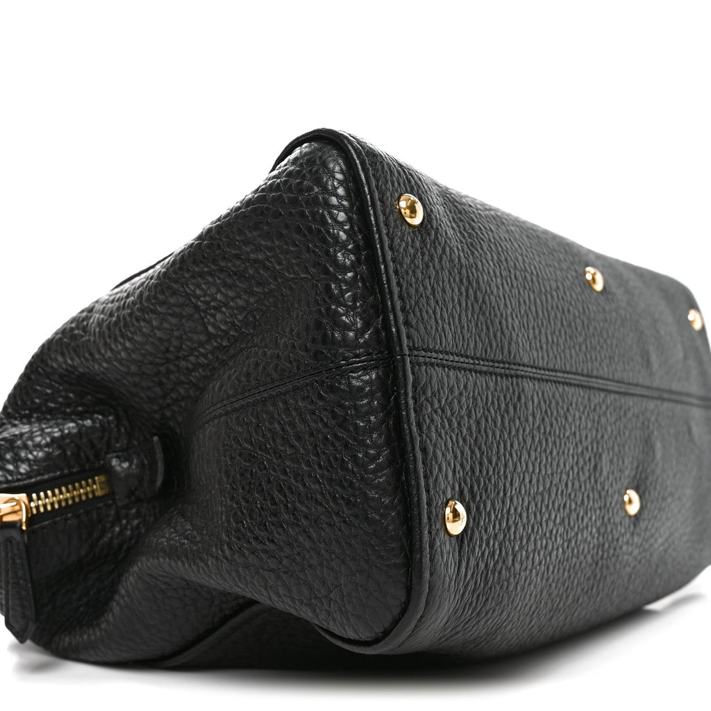 Pebbled Calfskin Large Chameleon Tote  Black