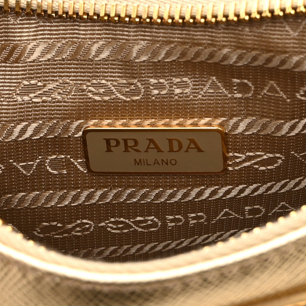 Saffiano Lux Mini Re-Edition Shoulder Bag Platino