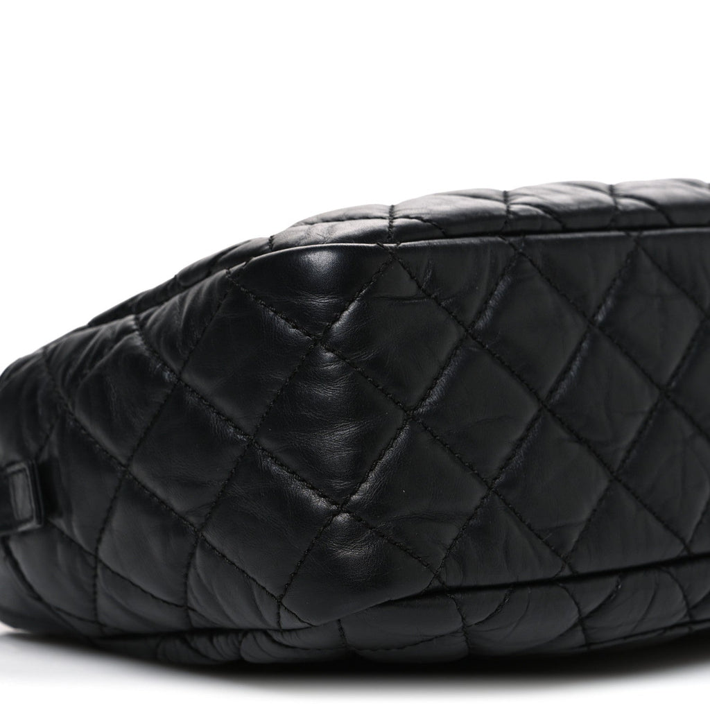Aged Calfskin Quilted Medium Reissue Camera Case Black