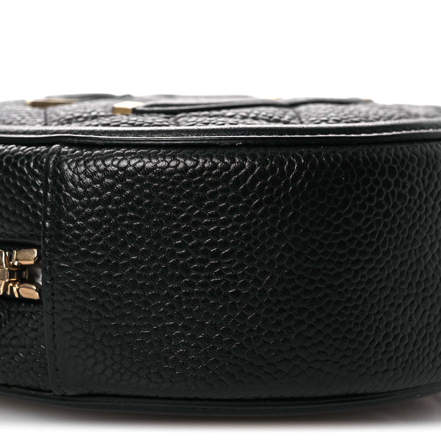 Caviar Quilted Round Filigree Crossbody Black