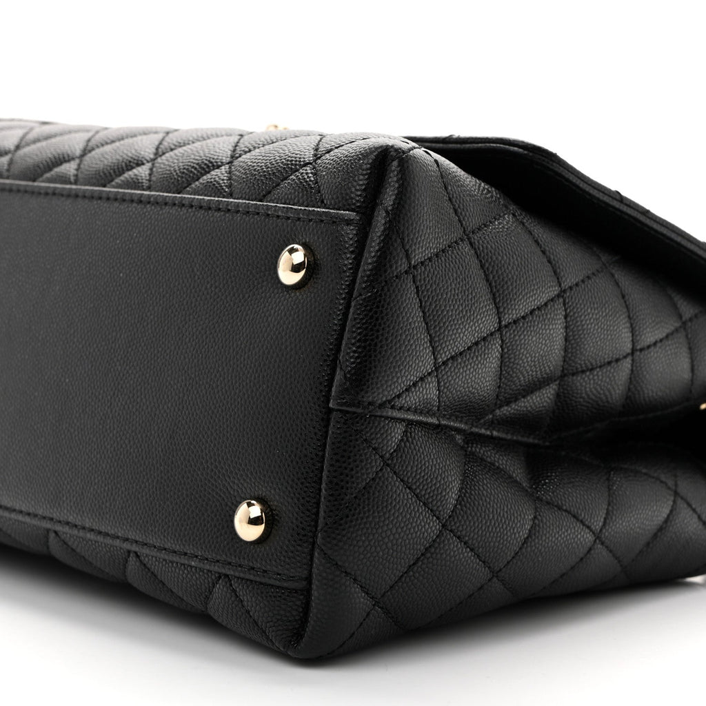 Caviar Quilted Small Coco Handle Flap Black