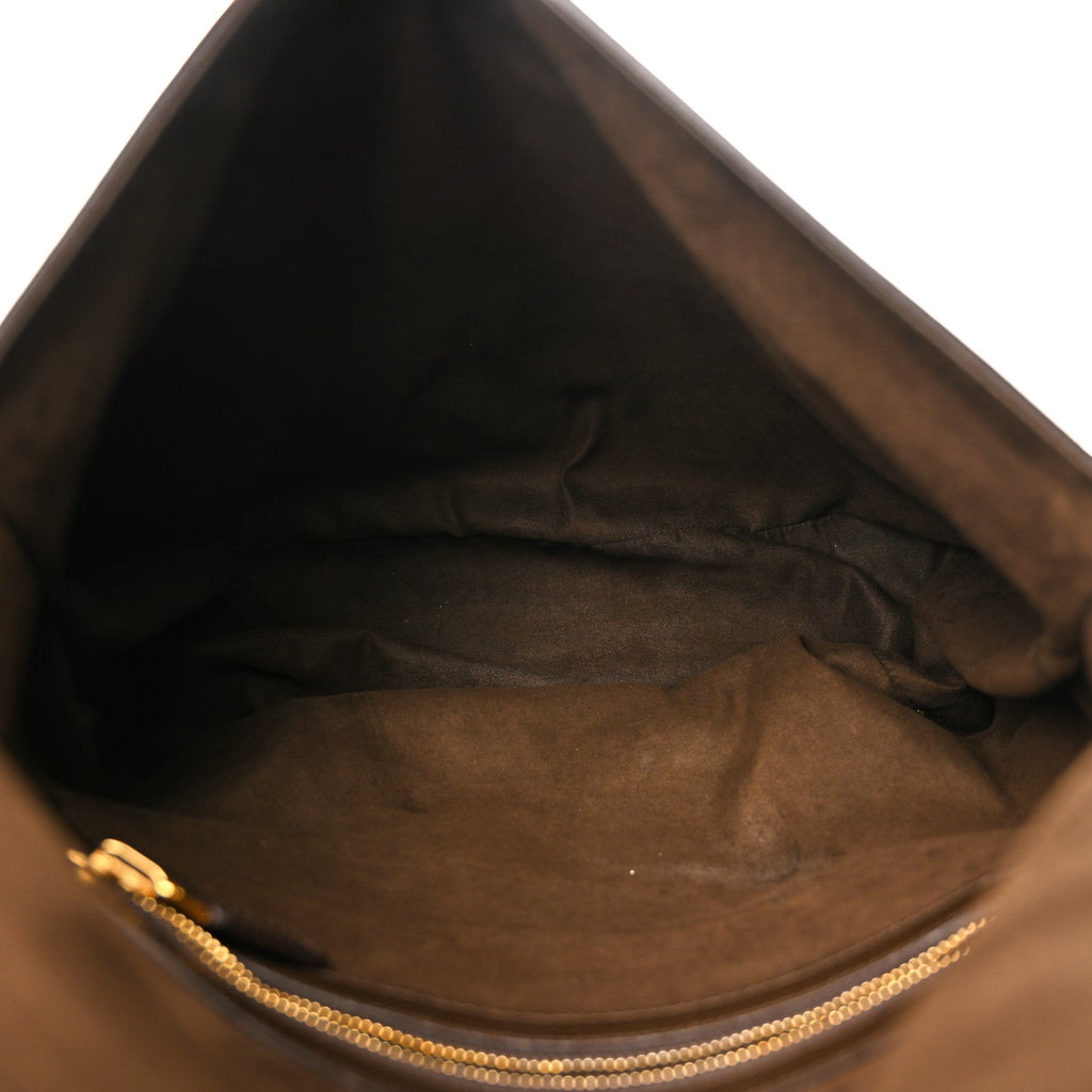 Grained Calfskin Large Jennifer Crossbody Bag Brown