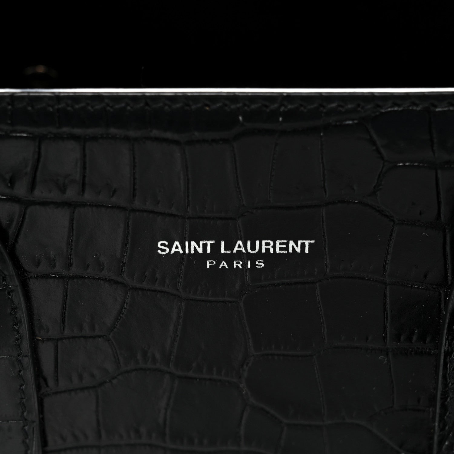 Calfskin Crocodile Embossed Baby Sac De Jour Black