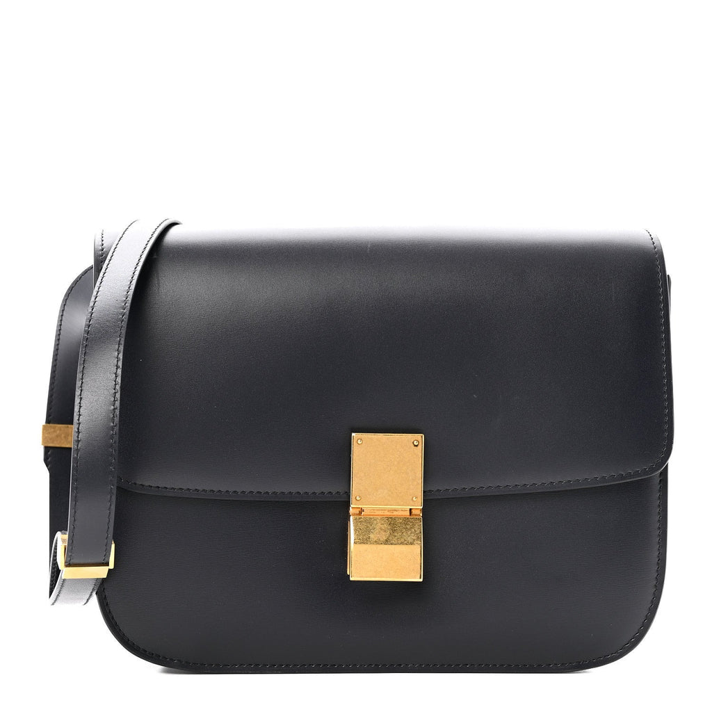 Box Calfskin Medium Classic Box Flap Bag Navy