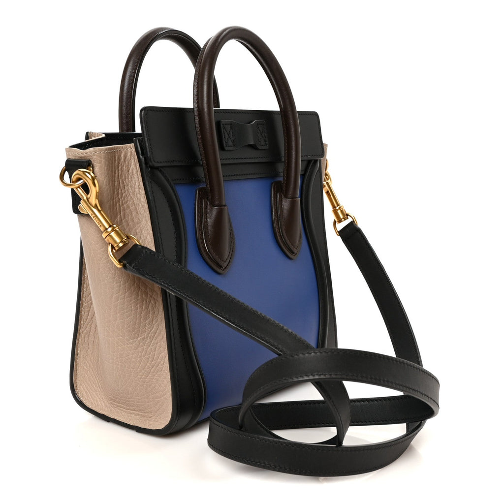 Smooth Calfskin Bullhide Nano Tri-Color Luggage Indigo