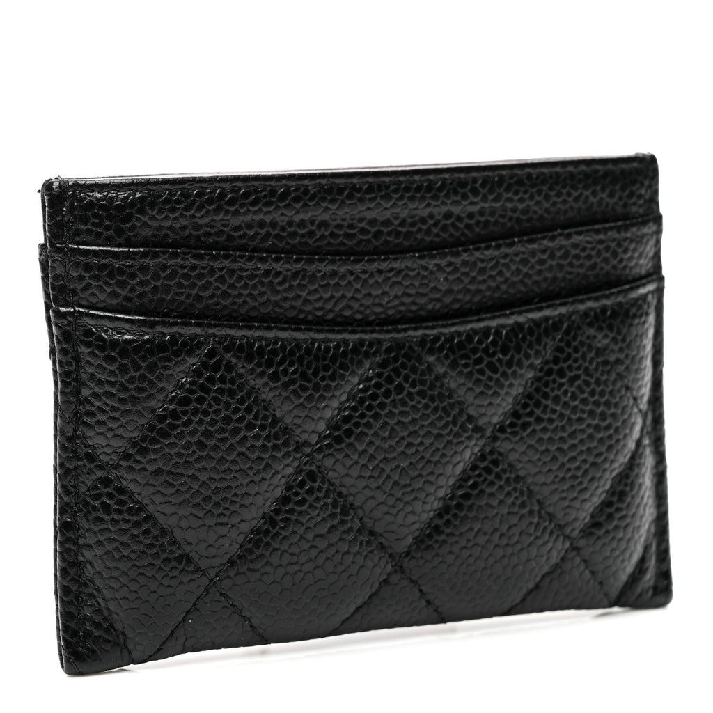Caviar Quilted Card Holder Black