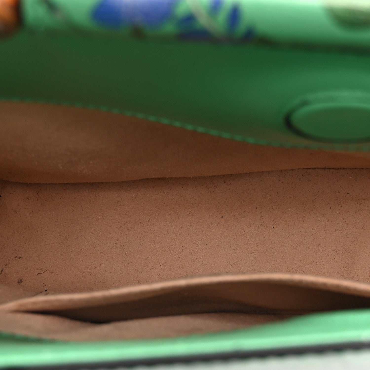 Calfskin Bamboo Web New Flora Small Nymphaea Top Handle Bag Green