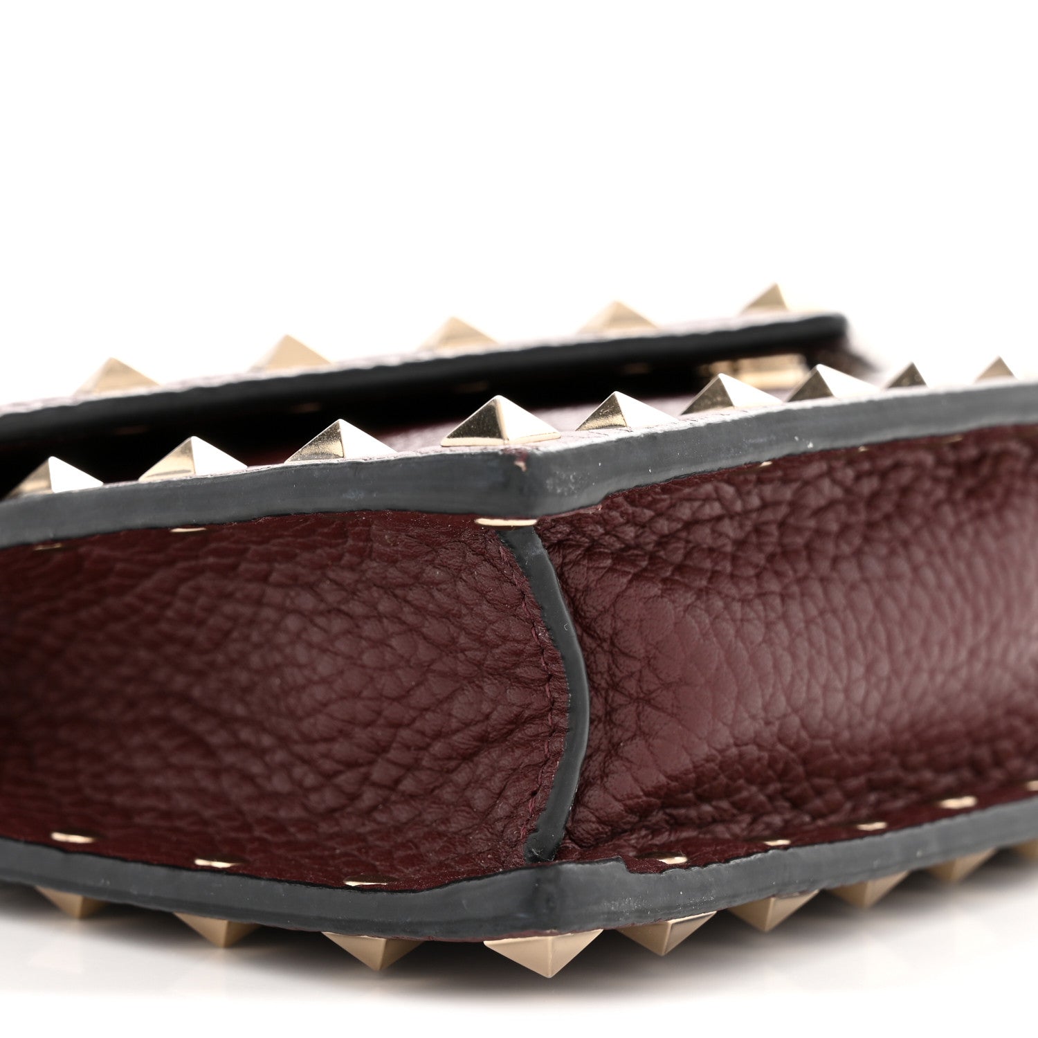 Pebbled Calfskin Rockstud Envelope Wallet on Chain Vinaccia