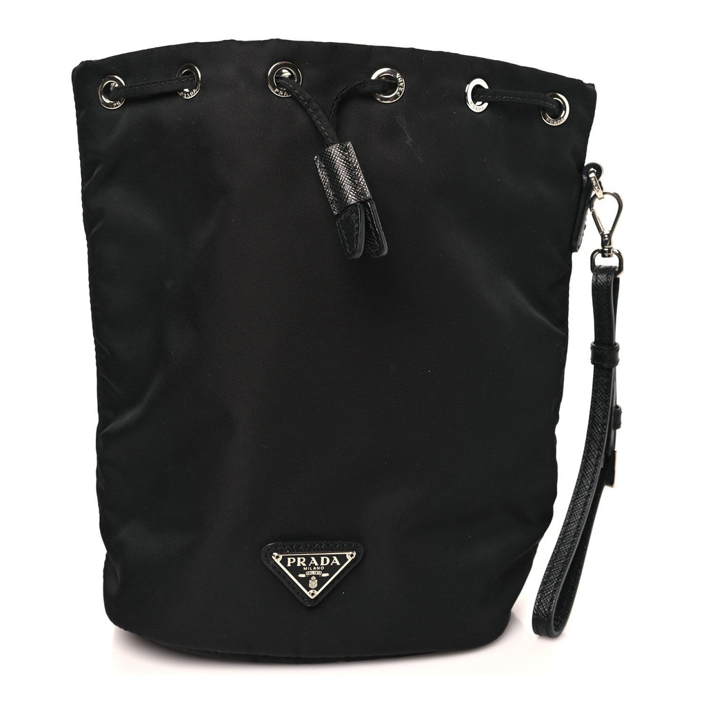 Re-Nylon Vela Drawstring Wristlet Pouch Black