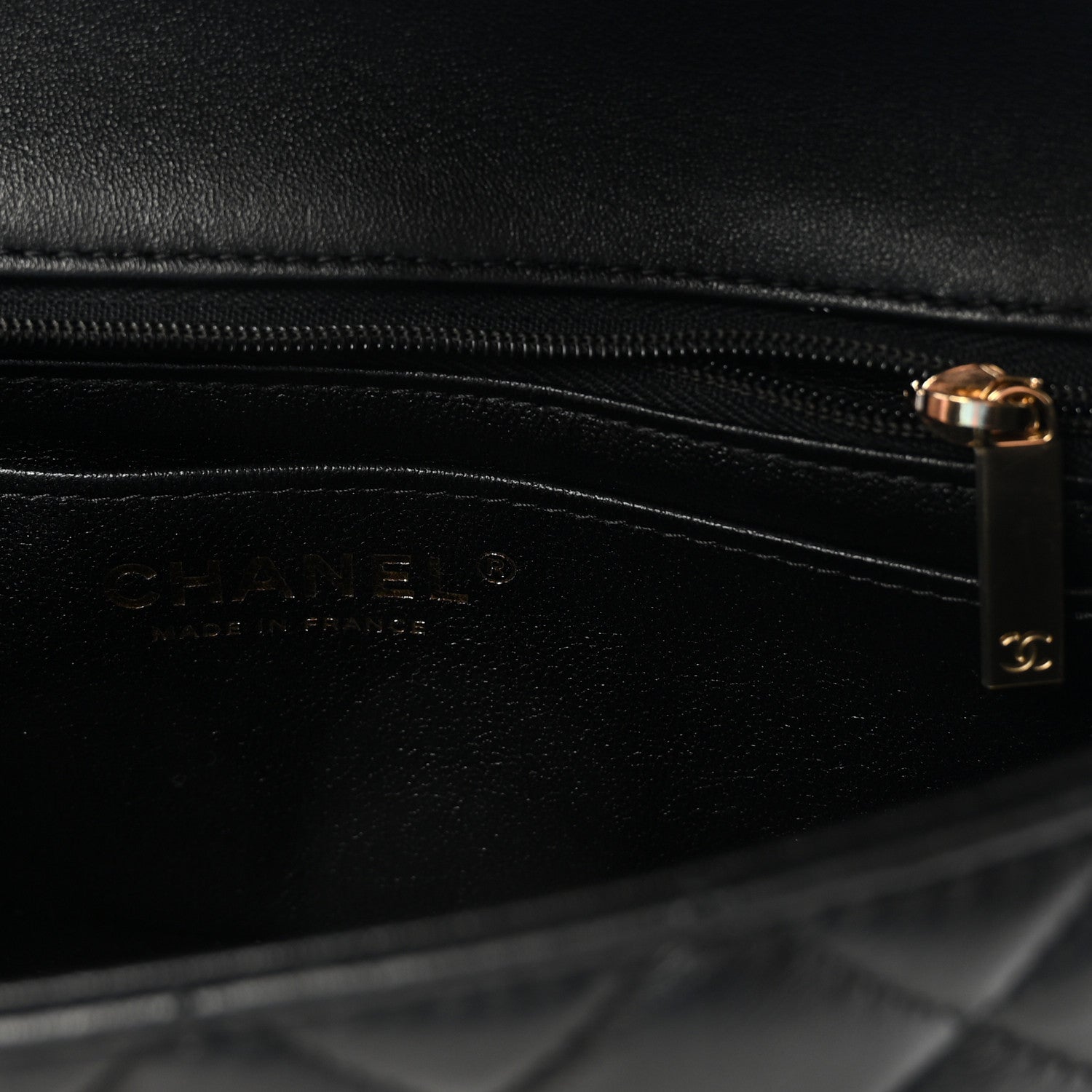 Lambskin Quilted Mini Rectangular Flap  Black