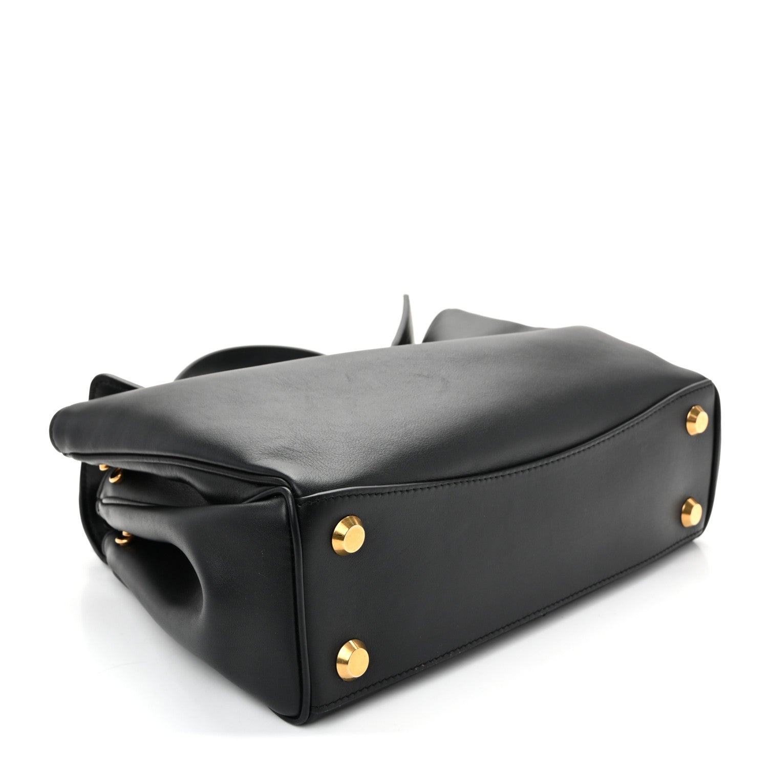 Natural Smooth Calfskin Small Rodeo Top Handle Handbag Black