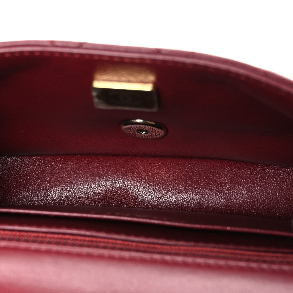 Lambskin Quilted Extra Mini Flap Bag Burgundy