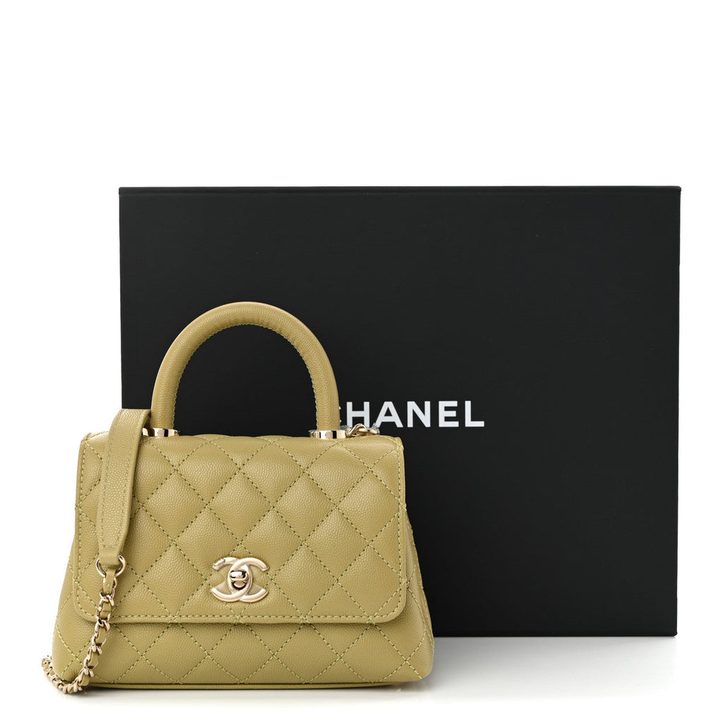 Caviar Quilted Extra Mini Coco Handle Flap Light Green