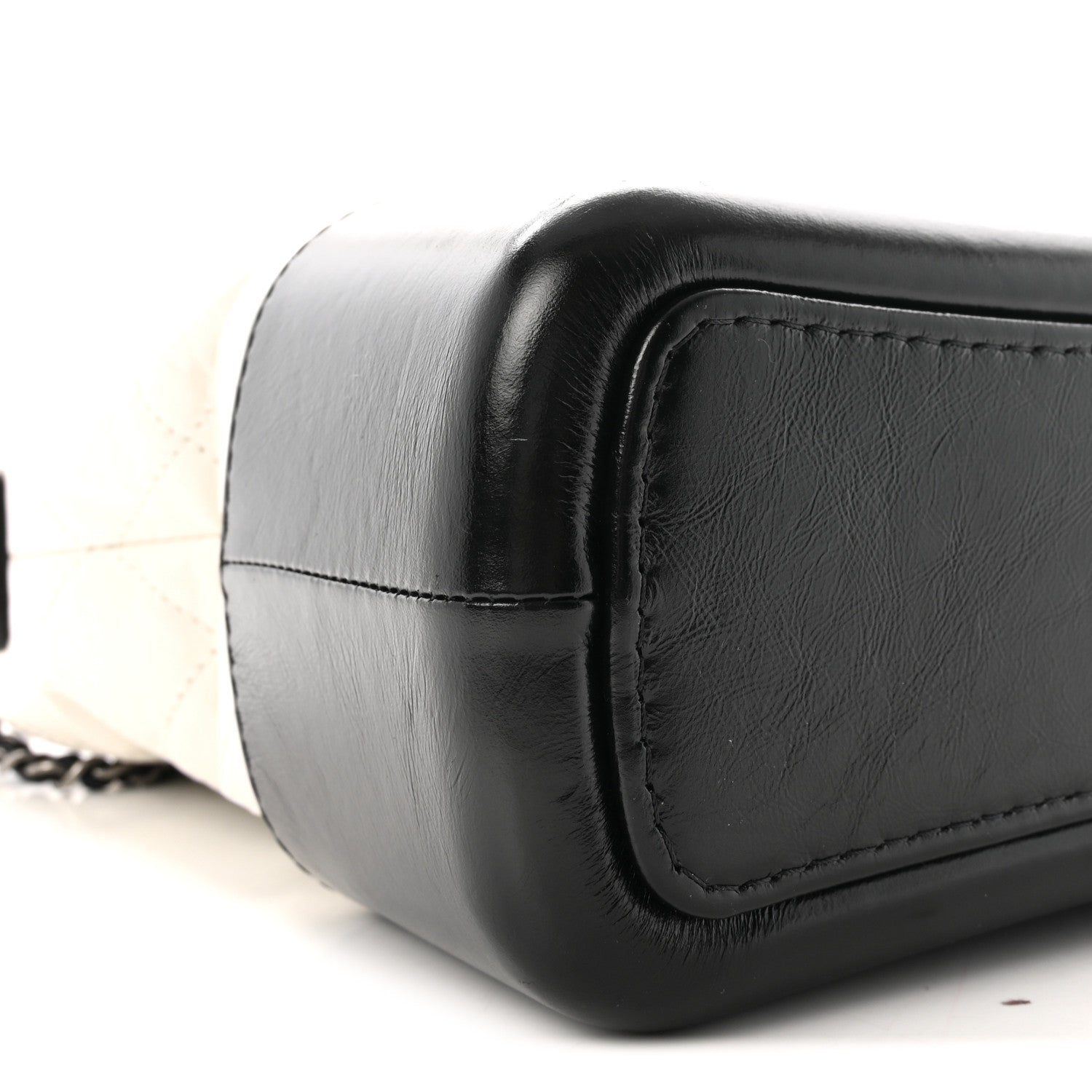 Aged Calfskin Quilted Medium Gabrielle Hobo Black White