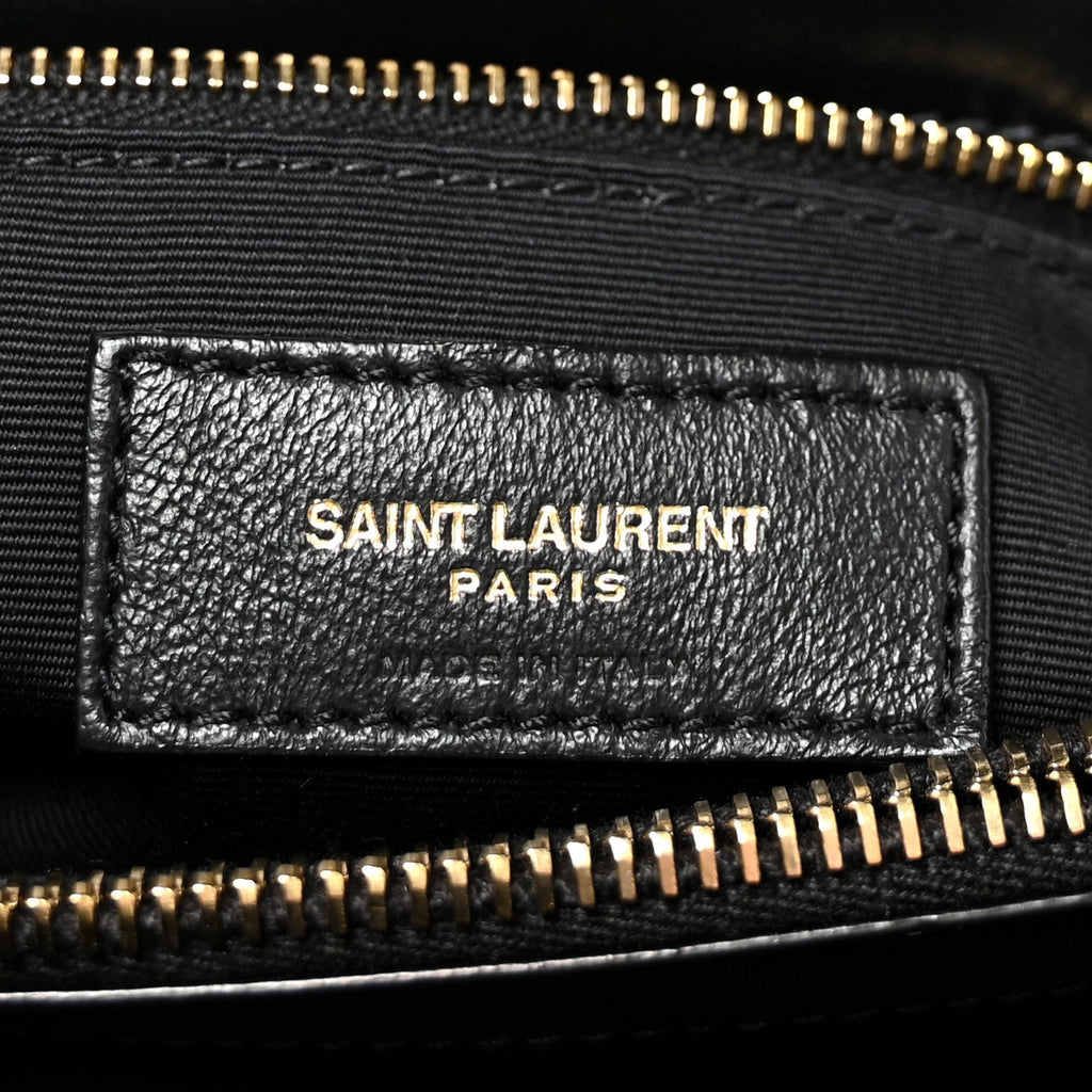 Calfskin Y Quilted Monogram Medium Loulou Chain Satchel Black